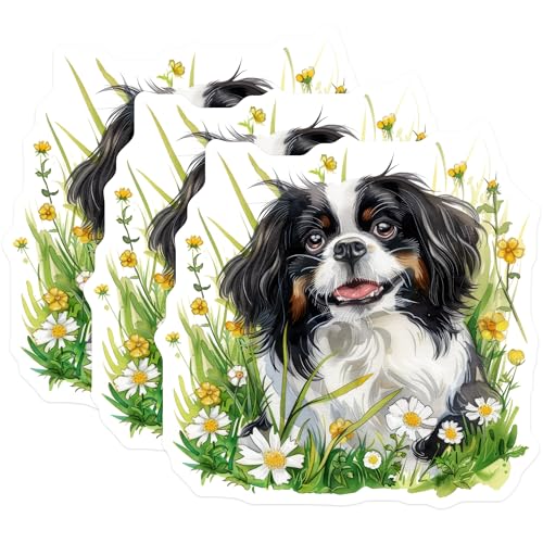 (3 Pack) Cavalier Decals - King Charles Spaniel - Laptop Decal- 3 Inches On Longest Side - Easy Peel & Apply - Made in USA - 3MCS5286