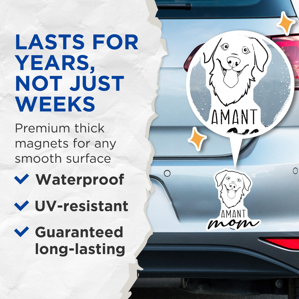 (2 Pack) Amant Mom Magnets - Dog Lover Decor - Pet Parent Refrigerator Item - 5 Inches On Longest Side - Thick Durable Magnet - Made in USA - MAG27012