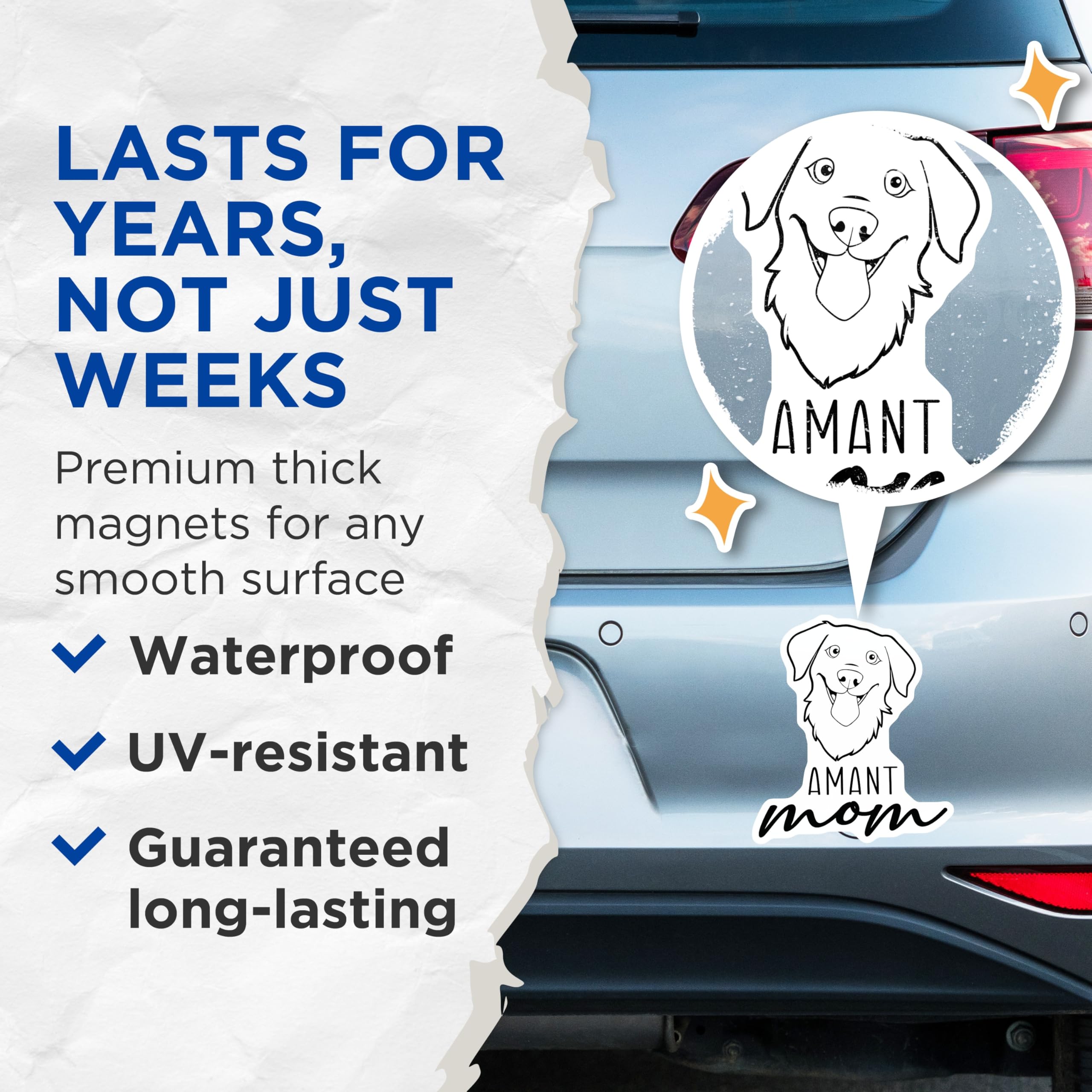 (2 Pack) Amant Mom Magnets - Dog Lover Decor - Pet Parent Refrigerator Item - 5 Inches On Longest Side - Thick Durable Magnet - Made in USA - MAG27012