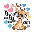 (2 Pack) Cute Giraffe Stickers - Funny Animal Stickers - Adorable Giraffe Decal - 5" On Longest Side - Sticks to Smooth Flat Surfaces - Made in USA - BMCS5574
