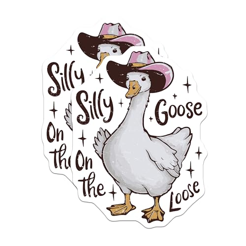 (2 Pack) Silly Goose On The Loose Stickers - Funny Goose Stickers - Cute Animal Stickers - 5" On Longest Side - Sticks to Any Smooth Flat Surface - Made in USA - BMCS3419