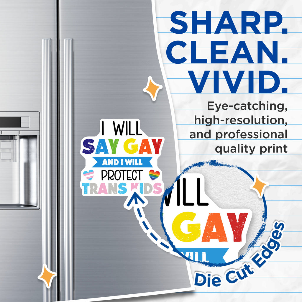 (2 Pack) Say Gay Protect Trans Kids Magnets - LGBTQ+ Ally Support - Trans Rights Affirmation - Queer Pride Statement - 5 Inches On Longest Side - Thick Durable Magnet - Made in USA - MAG37171