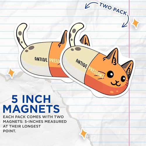 (2 Pack) Funny Cat Meme Magnets - Cat Humor - 5" On Longest Side - for Cars, Fridges, Toolboxes - Made in USA - MAG7820