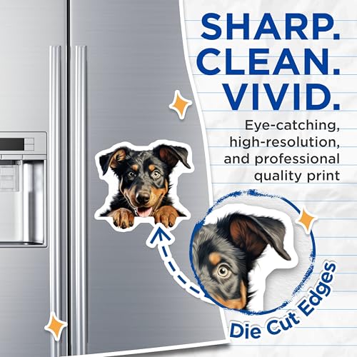 (2 Pack) Cute Puppy Face Magnet - Animal Lover Decoration - 5" On Longest Side - Sticks to Smooth Flat Surfaces - Made in USA - MAG9857