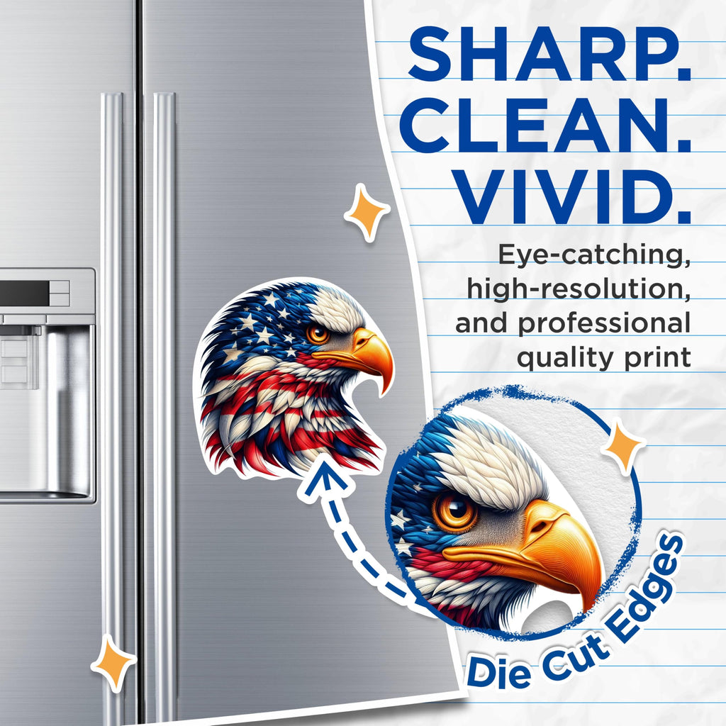 (2 Pack) Patriotic USA Flag Bald Eagle Screaming Eagle Magnets - USA Flag Magnets - 5 Inches On Longest Side - Premium Magnet - for Cars, Refrigerators, Toolboxes - Made in USA - MAG2121