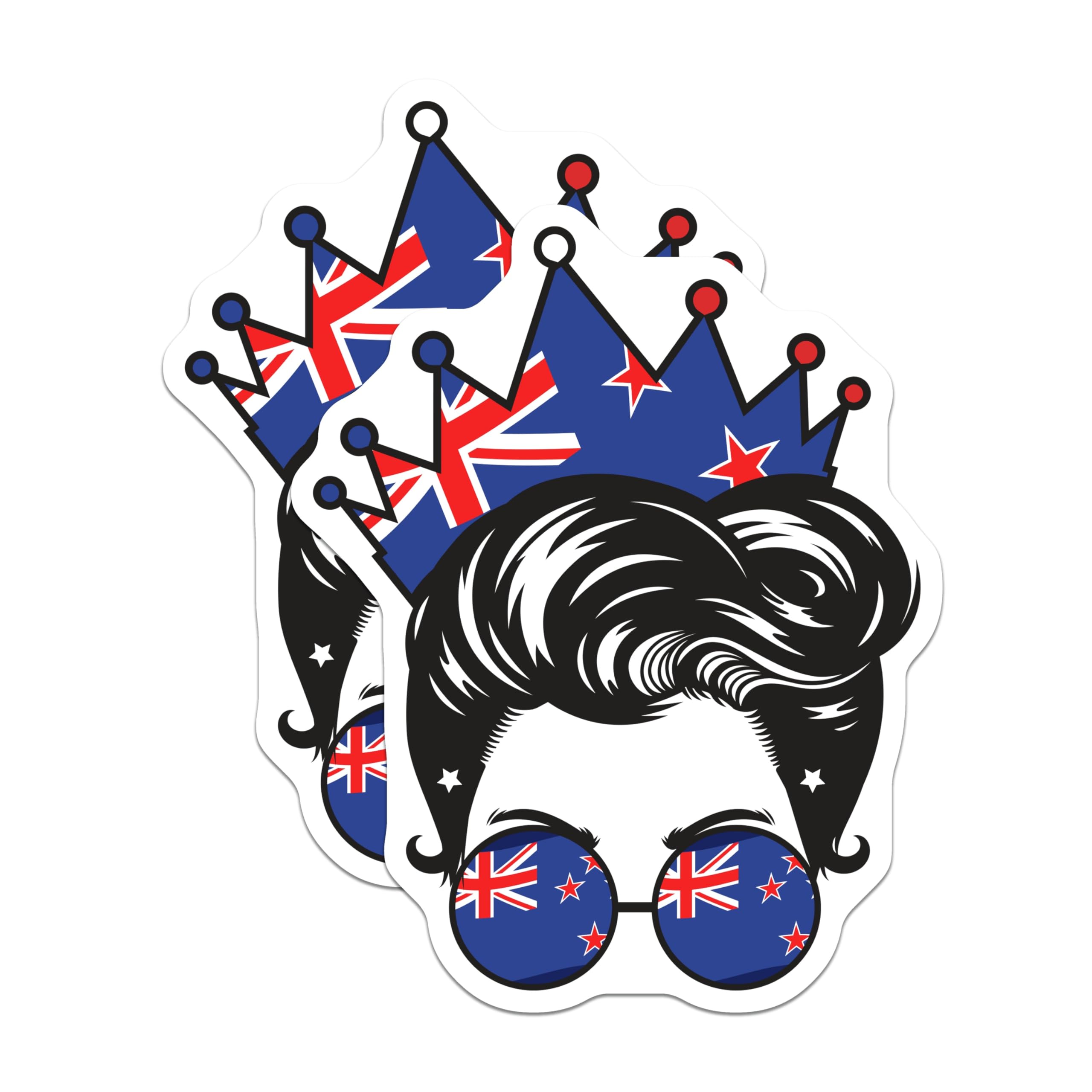 (2 Pack) New Zealand Flag Magnets - Messy Bun Kiwi Pride - National Symbol Fridge Magnets - 5" On Longest Side - Premium Magnet - for Cars, Refrigerators, Toolboxes, Lockers - Made in USA - MAG18804