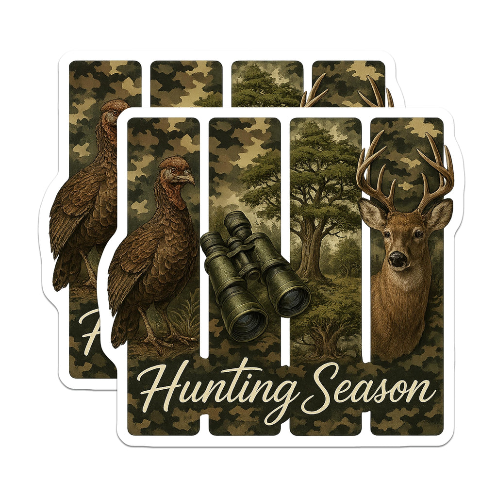 (2 Pack) Hunting Season Magnets - Deer Buck Turkey Binoculars - Camouflage Outdoorsman Hunter Lodge Decor - 5 Inches On Longest Side - Thick Durable Magnet - Made in USA - MAG20151