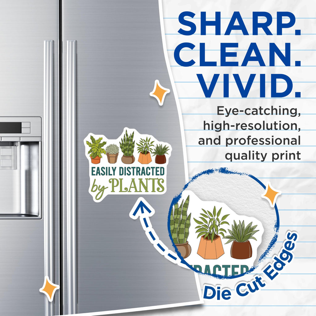 (2 Pack) Plant Parent Magnets - Easily Distracted By Plants - Houseplant Decor Accent - Fridge Locker Magnets - 5 Inches On Longest Side - Thick Durable Magnet - Made in USA - MAG19314