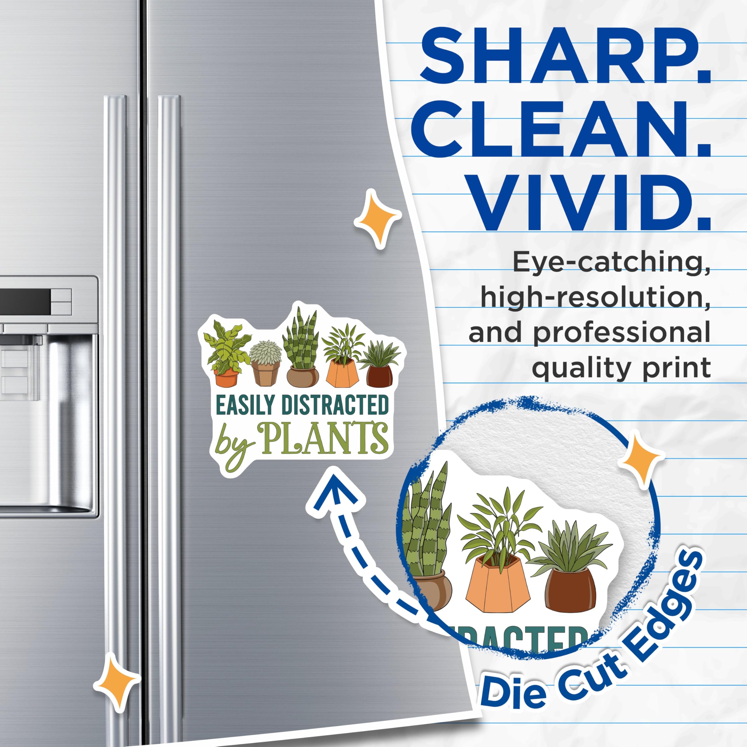 (2 Pack) Plant Parent Magnets - Easily Distracted By Plants - Houseplant Decor Accent - Fridge Locker Magnets - 5 Inches On Longest Side - Thick Durable Magnet - Made in USA - MAG19314