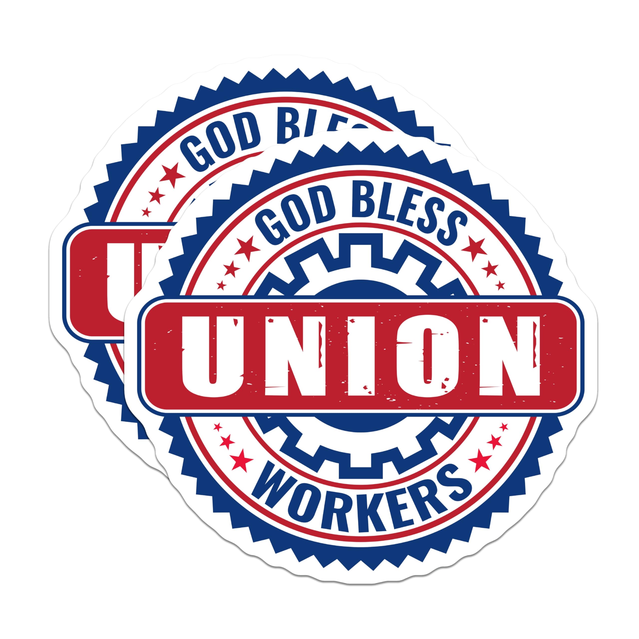 (2 Pack) Union Workers Magnets - Labor Day Decor - God Bless Union - Pro Union - 5" On Longest Side - Premium Magnet - for Cars, Refrigerators, Toolboxes, Lockers - Made in USA - MAG17784