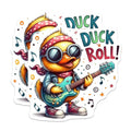 (2 Pack) Duck and Roll Stickers - Rock and Roll Duck Decals - Cute Animal Guitar Stickers - 5" On Longest Side - Sticks to Smooth Flat Surfaces - Made in USA - BMCS6340