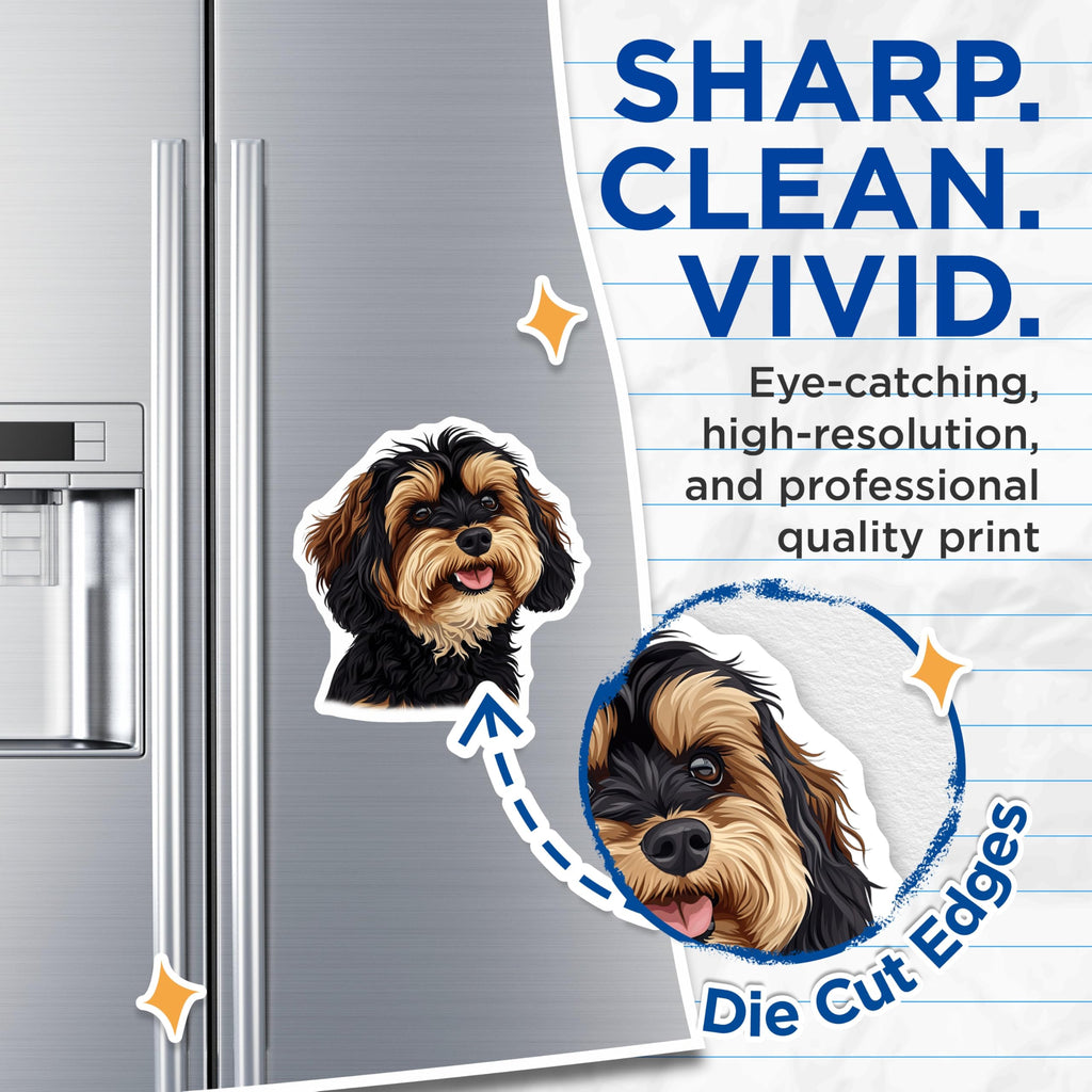 (2 Pack) Fluffy Black Tan Dog Magnets - Cute Pet Lover Decor - Animal Refrigerator Art - 5 Inches On Longest Side - Thick Durable Magnet - Made in USA - MAG26715