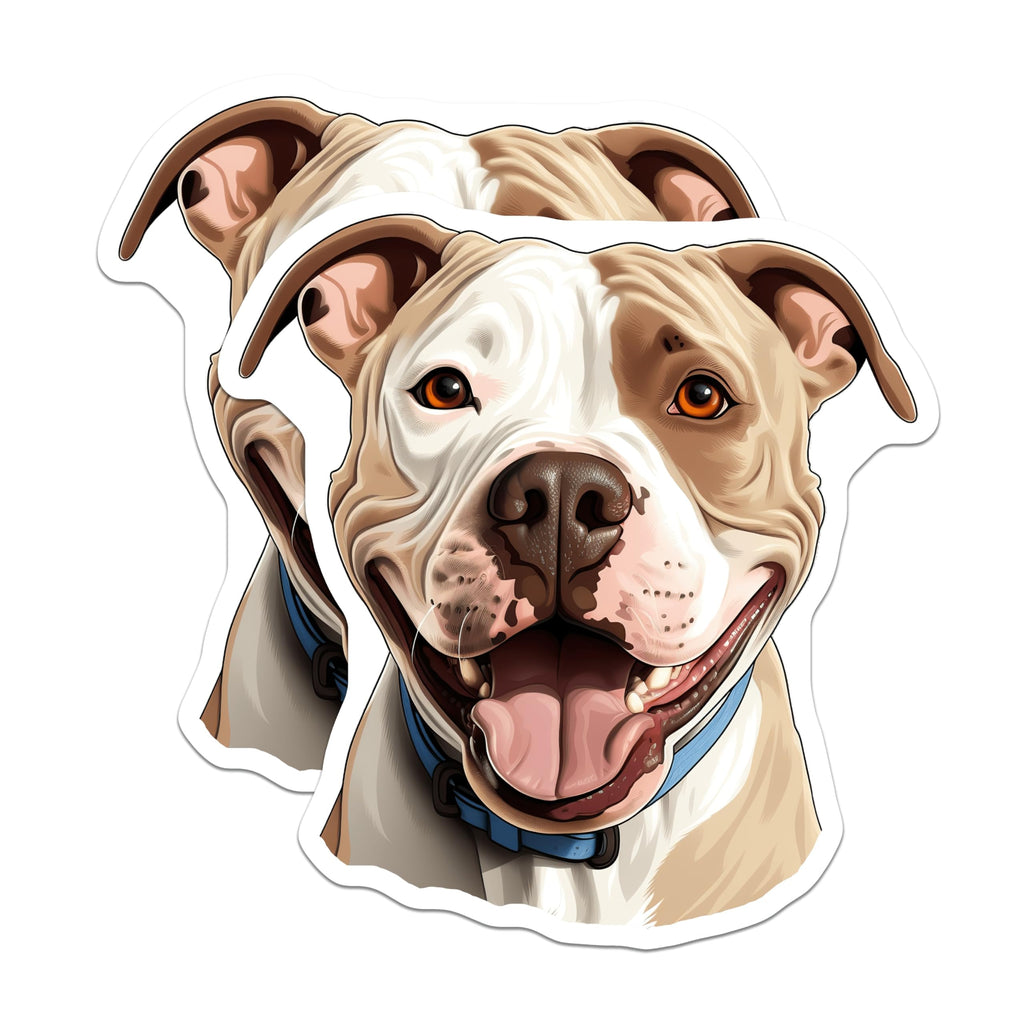 (2 Pack) Smiling Pitbull Dog Magnets - Dog Mom Dad Kitchen Decor - Pet Parent Refrigerator Art - 5 Inches On Longest Side - Thick Durable Magnet - Made in USA - MAG25538
