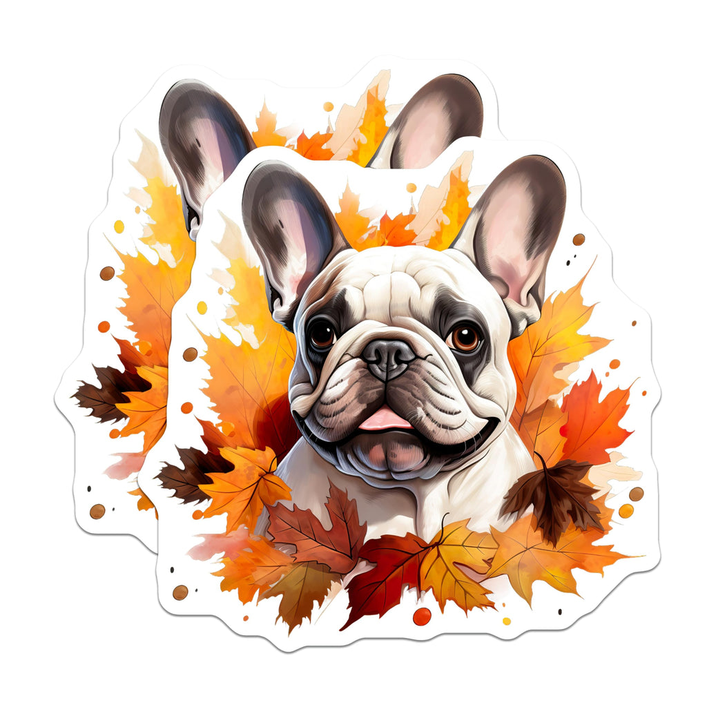 (2 Pack) French Bulldog Magnets - Happy Fall Dog Decor - Autumn Pet Lover Fridge Accessory - Dog Mom Autumn Decor - 5 Inches On Longest Side - Thick Durable Magnet - Made in USA - MAG30427