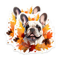 (2 Pack) French Bulldog Magnets - Happy Fall Dog Decor - Autumn Pet Lover Fridge Accessory - Dog Mom Autumn Decor - 5 Inches On Longest Side - Thick Durable Magnet - Made in USA - MAG30427