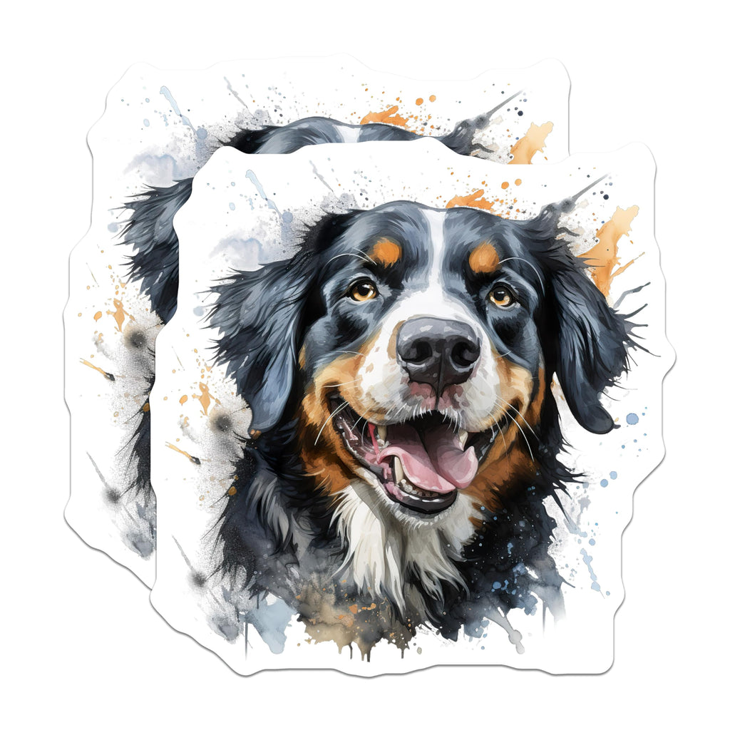 (2 Pack) Bernese Mountain Dog Magnets - Watercolor Dog Art Decor - Happy Berner Pet Owner Items - 5 Inches On Longest Side - Thick Durable Magnet - Made in USA - MAG30915