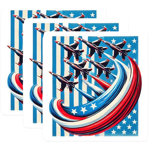 (3 Pack) Jet Plane Decals - Patriotic Decal - Military Decal - 3 Inches On Longest Side - Easy Peel & Apply - Made in USA - 3MCS4479