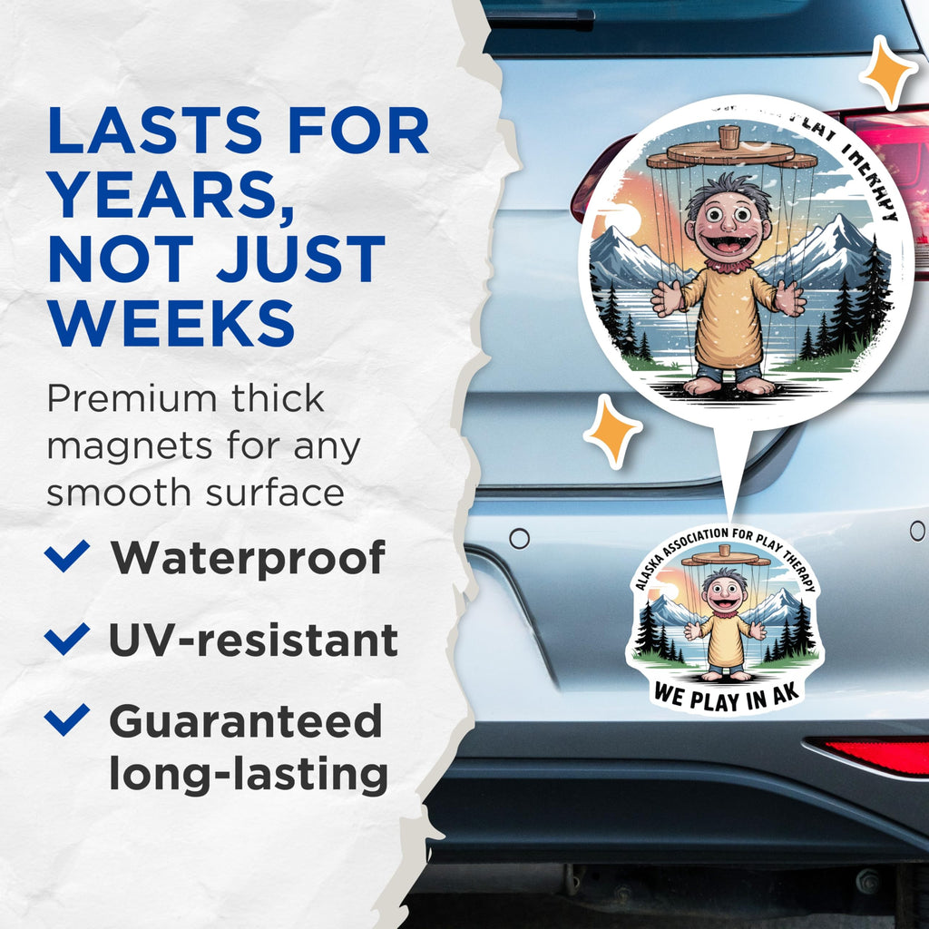 (2 Pack) Puppet Play Magnets - Alaska Association - Play Therapy Decor - 5" On Longest Side - Premium Magnet - for Cars, Refrigerators, Toolboxes, Lockers - Made in USA - MAG17957
