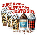 (3 Pack) Coffee Lover Decals - Just A Girl - Beverage Stickers - 3 Inches On Longest Side - Easy Peel & Apply - Made in USA - 3MCS6299