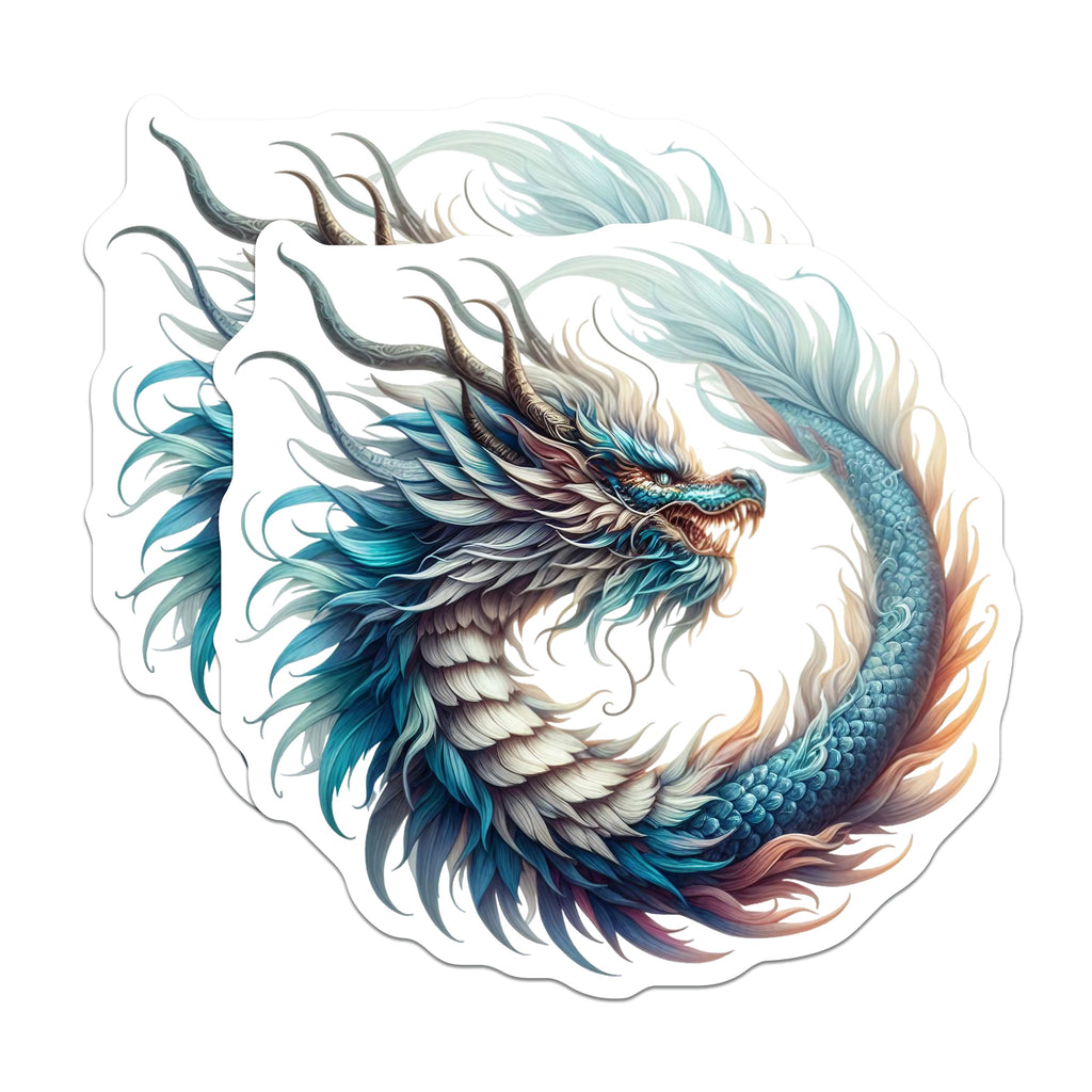 (2 Pack) Mythical Dragon Magnets - Fantasy Art Decor - Eastern Creature Fridge Locker Decor - 5 Inches On Longest Side - Thick Durable Magnet - Made in USA - MAG37997