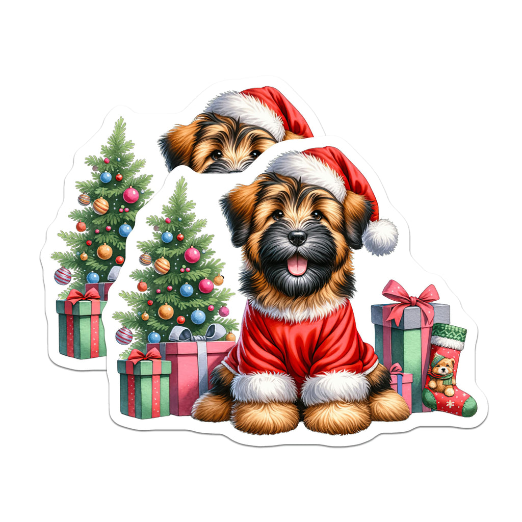 (2 Pack) Cute Christmas Puppy Magnets - Festive Holiday Dog Decor - Pet Lover Fridge Accessory - 5 Inches On Longest Side - Thick Durable Magnet - Made in USA - MAG30044