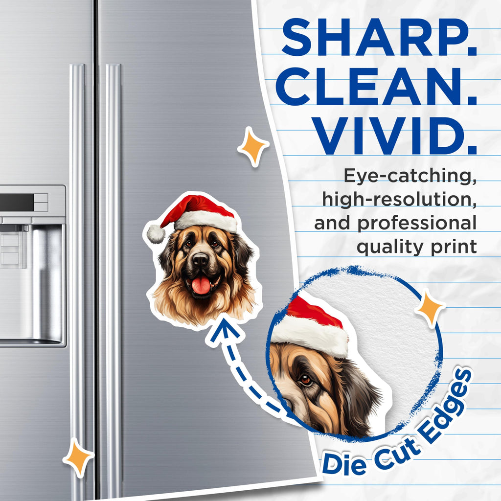 (2 Pack) Christmas Dog Magnets - Santa Hat Dog Decor - Holiday Refrigerator Decor - 5 Inches On Longest Side - Thick Durable Magnet - Made in USA - MAG27905