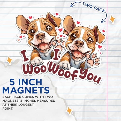 (2 Packs) I Woof You Dog Breed Magnets - I Woof You Cute Dog Magnets - 5 Inches On Longest Side - Premium Magnet - for Fridges, Toolboxes, Cars - Made in USA - MAG2364
