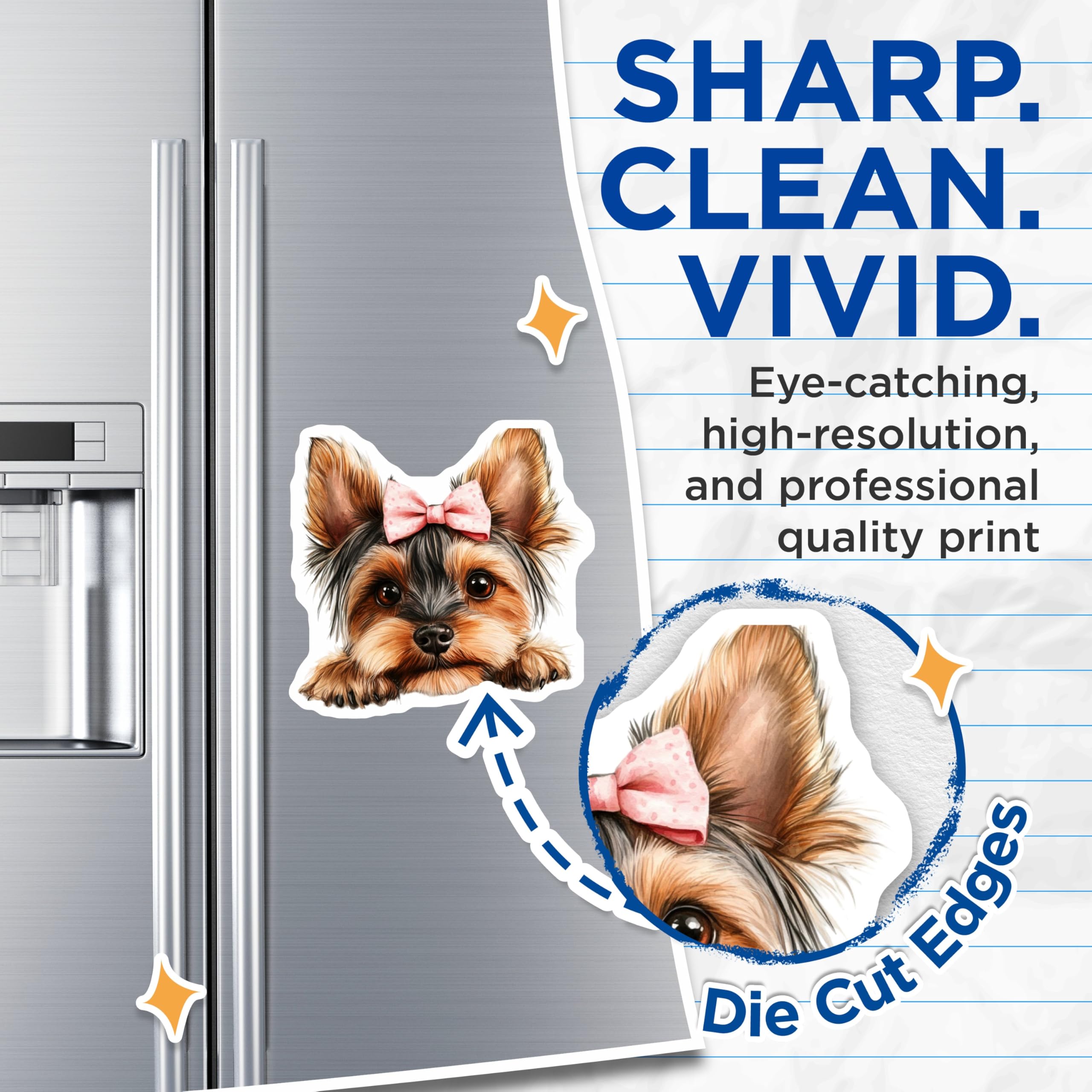 (2 Pack) Yorkshire Terrier Magnets - Cute Dog Bow - Puppy Lover Refrigerator Magnets - 5" On Longest Side - Premium Magnet - for Cars, Refrigerators, Toolboxes, Lockers - Made in USA - MAG15484