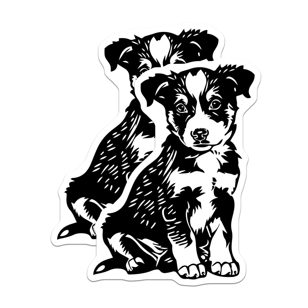 (2 Pack) Black White Puppy Magnets - Dog Lover Decor - Pet Owner Idea - Cute Animal Fridge Magnets - Dog Mom Dad - 5 Inches On Longest Side - Thick Durable Magnet - Made in USA - MAG39577