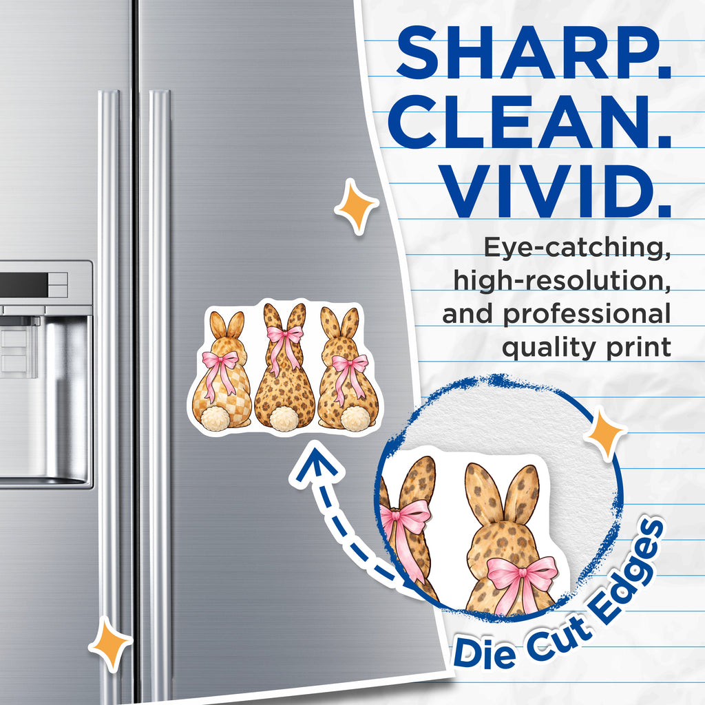 (2 Pack) Easter Bunny Magnets - Leopard Print Rabbit Decor - Farmhouse Spring Animal Theme - 5 Inches On Longest Side - Thick Durable Magnet - Made in USA - MAG39968