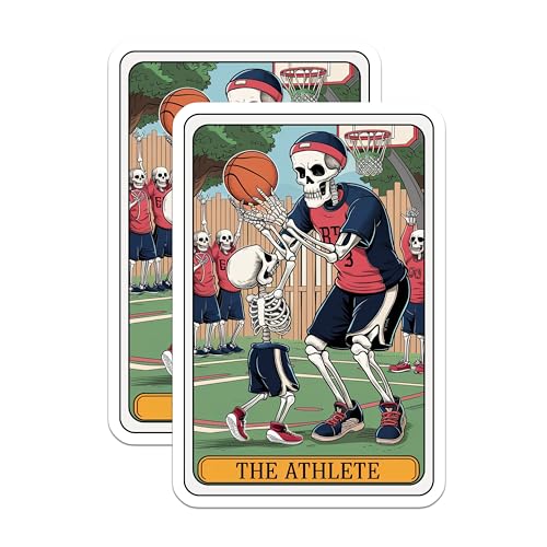 (2 Pack) Skeleton Athlete Stickers - Basketball Fan Art - Unique Skeleton Sports Stickers - 5" On Longest Side - Sticks to Smooth Flat Surfaces - Made in USA - BMCS4443