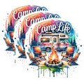 (3 Pack) Camp Life Decals - RV Camping Decal - Bonfire Laptop Stickers- 3 Inches On Longest Side - Easy Peel & Apply - Made in USA - 3MCS5947