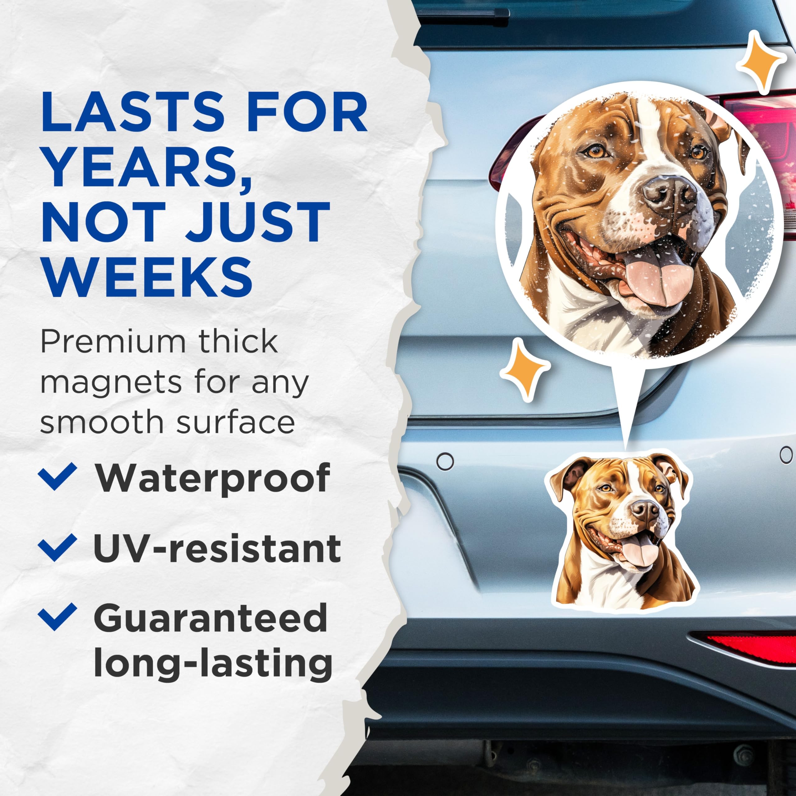 (2 Pack) Pitbull Dog Magnets - Dog Lover Fridge Magnets - Pitbull Mom Owner Present - Pet Parent Decor - 5 Inches On Longest Side - Thick Durable Magnet - Made in USA - MAG25464