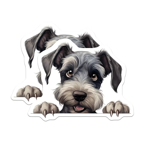 (2 Pack) Schnauzer Fridge Art Magnet - Animal Lover Kitchen Decoration - Dog Lover Refrigerator Decor - 5" On Longest Side - Sticks to Smooth Flat Surfaces - Made in USA - MAG9927
