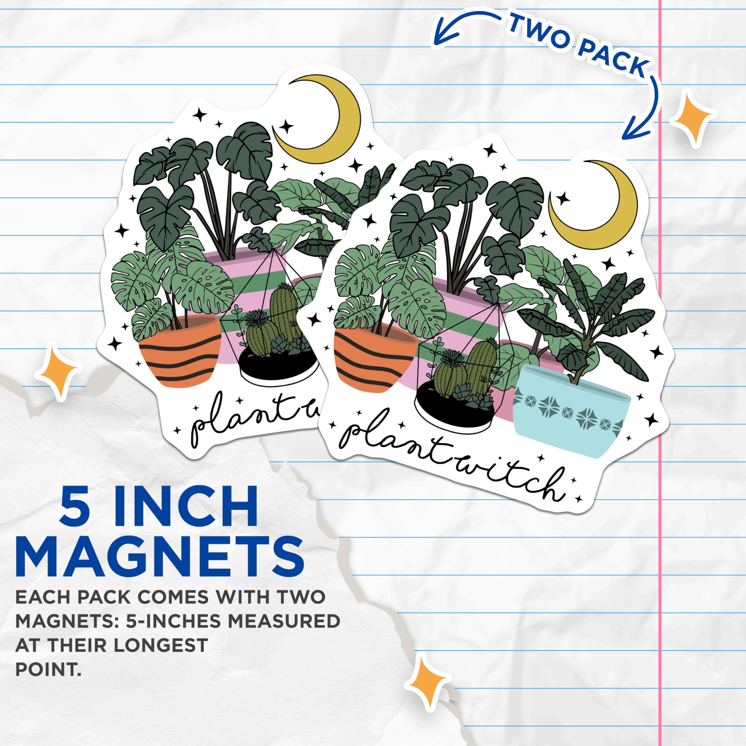 (2 Pack) Plant Witch Magnets - Plants Lover Decor - Home Garden Decoration - 5" On Longest Side - Premium Magnet - for Cars, Refrigerators, Toolboxes, Lockers - Made in USA - MAG17782