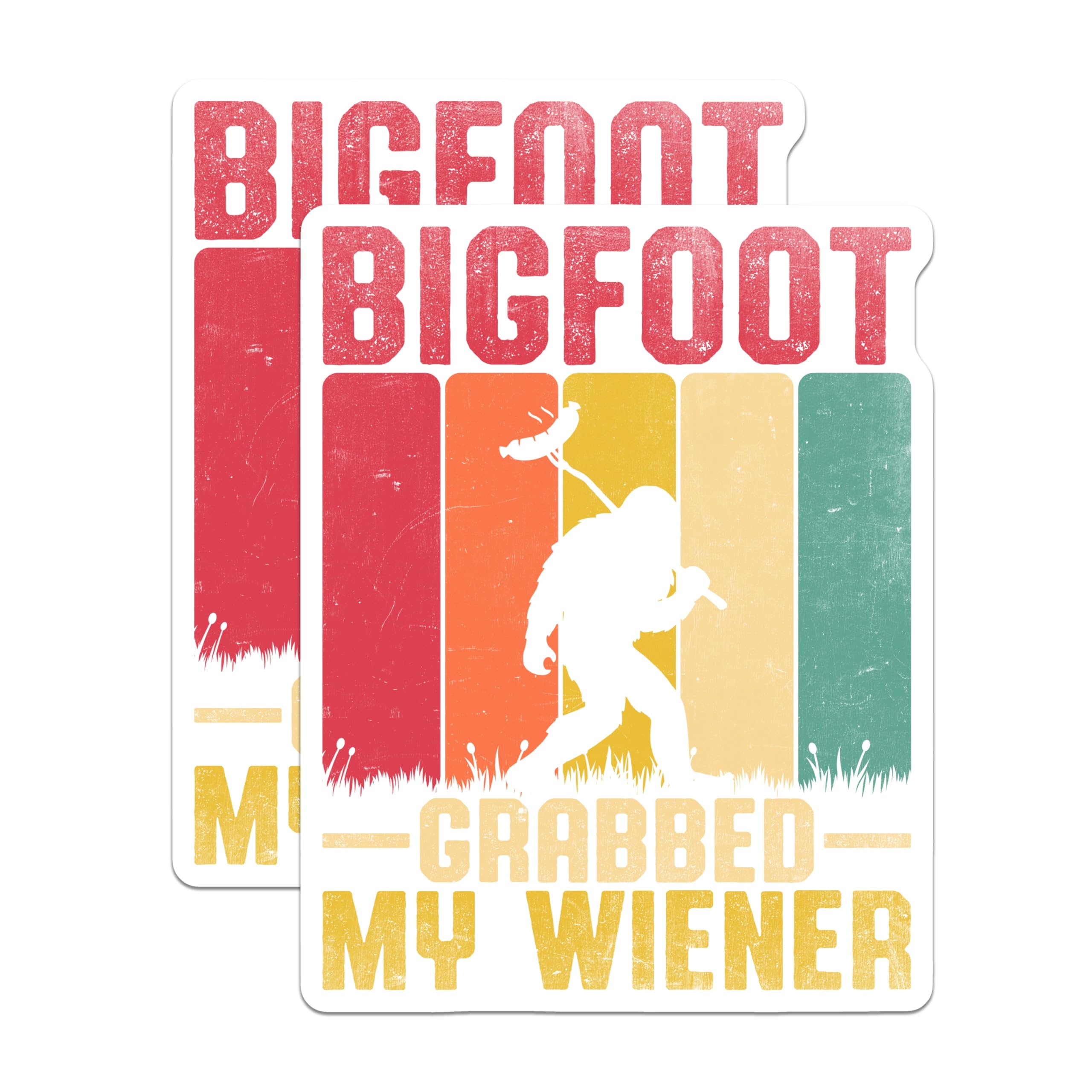 (2 Pack) Bigfoot Magnets - Funny Sasquatch Decor - Grabbed My Wiener Fridge Magnets - 5" On Longest Side - Premium Magnet - for Cars, Refrigerators, Toolboxes, Lockers - Made in USA - MAG16487