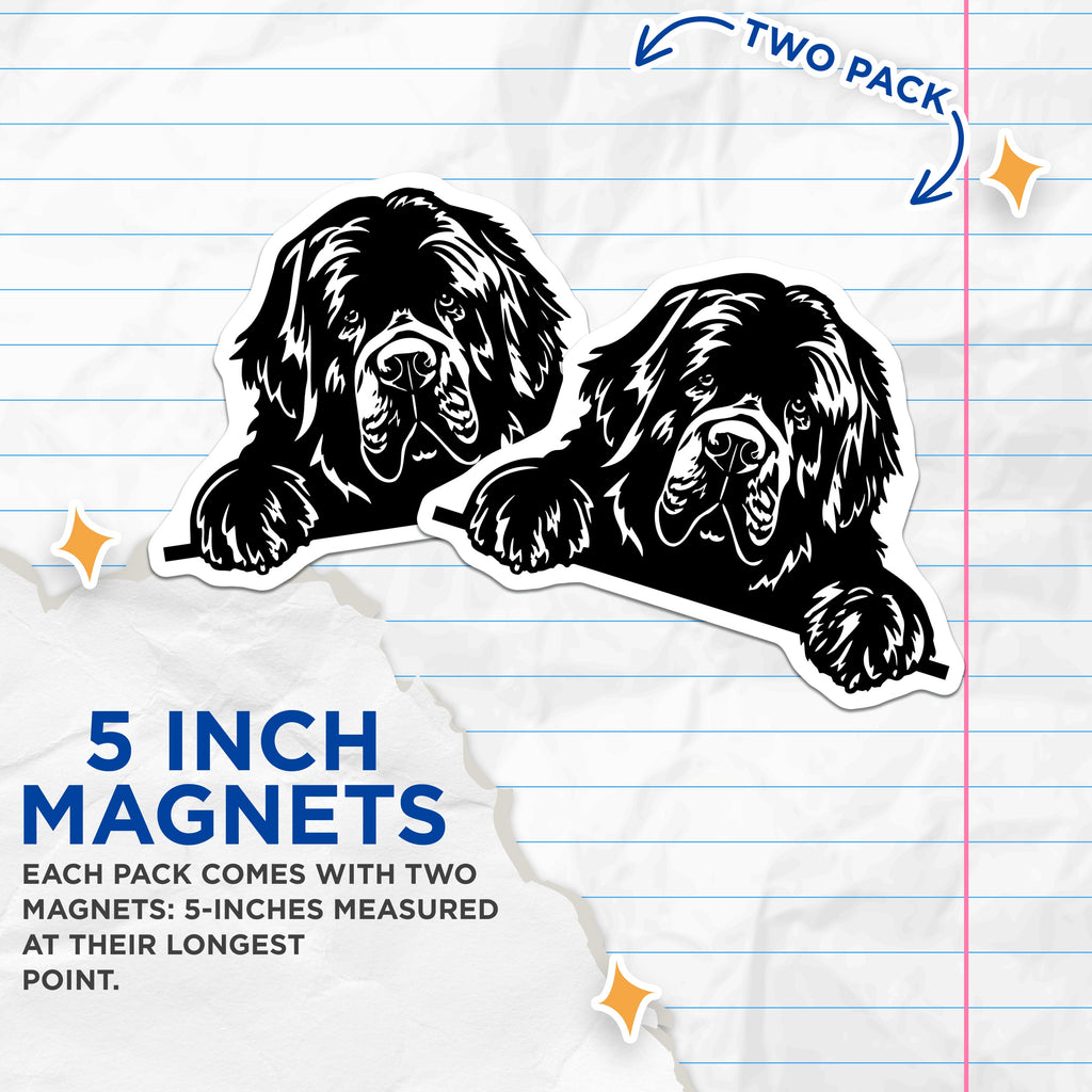 (2 Pack) Newfoundland Dog Magnets - Newfie Lover Pet Decor - Large Dog Breed Silhouette Art for Fridge - 5 Inches On Longest Side - Thick Durable Magnet - Made in USA - MAG39258