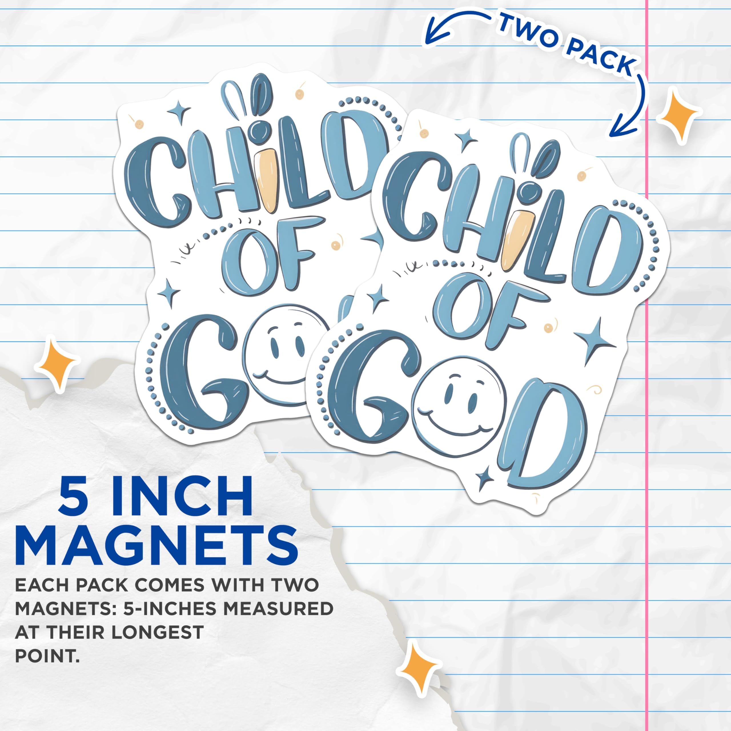 (2 Pack) Child of God Magnets - Christian Fridge Decor - Inspirational Faith Item - 5 Inches On Longest Side - Thick Durable Magnet - Made in USA - MAG30316