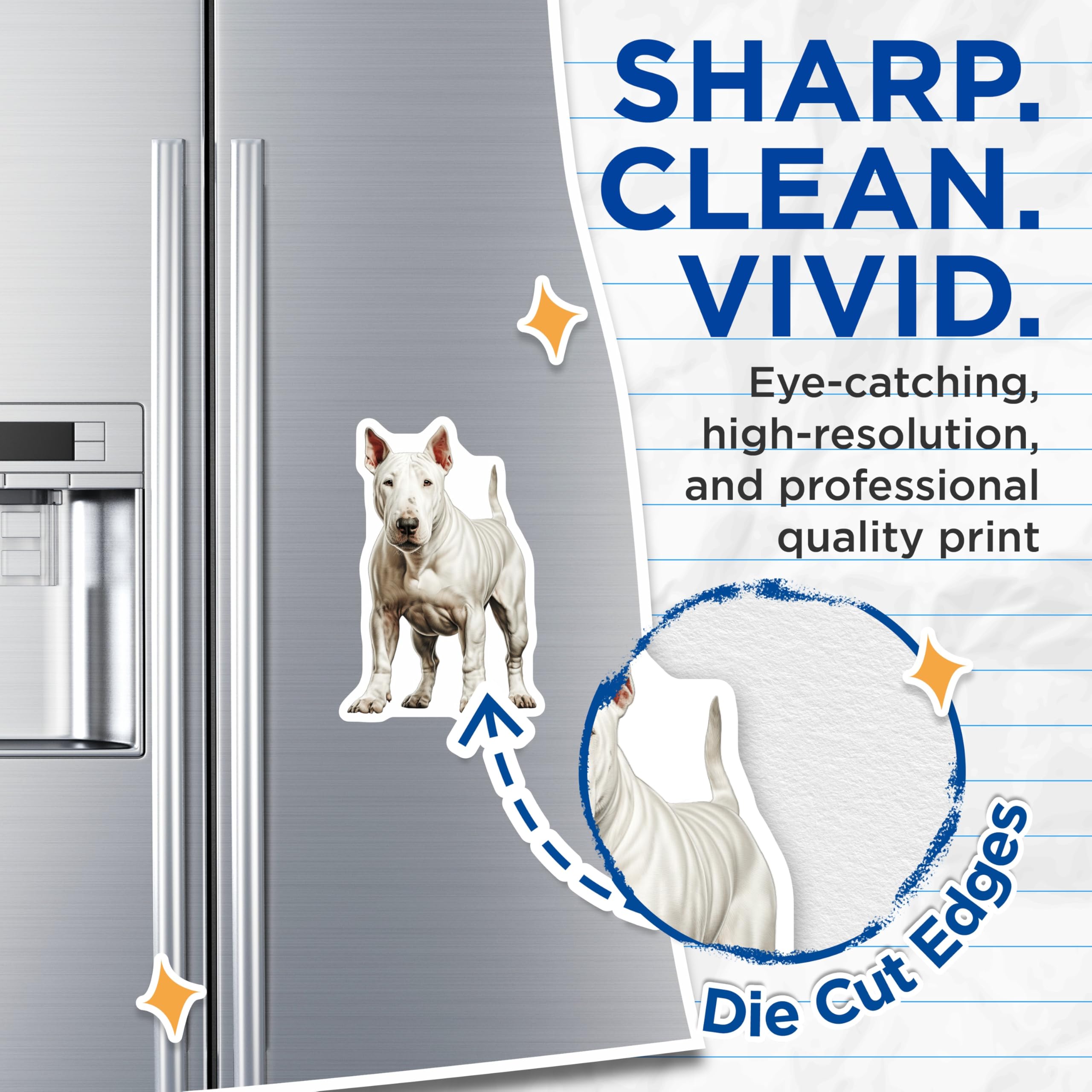 (2 Pack) Bull Terrier Magnets - Dog Mom Accessories - Pet Parent Refrigerator Decor - Canine Art for Dog Lovers - 5 Inches On Longest Side - Thick Durable Magnet - Made in USA - MAG30570