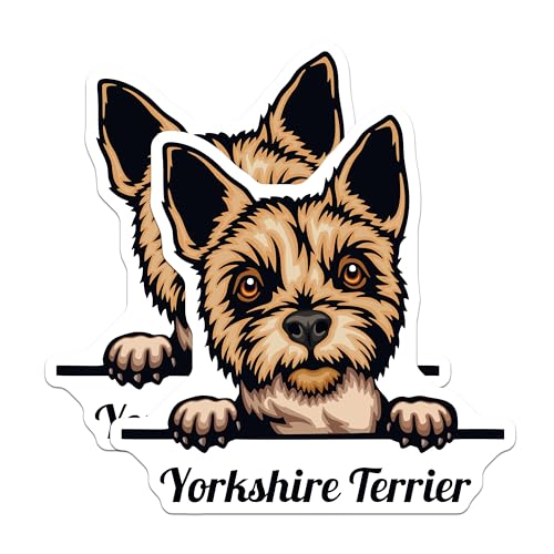 (2 Pack) Yorkshire Terrier Dog Stickers - Cute Dog Breed Stickers - Puppy Stickers for Pet Lovers - 5" On Longest Side - Sticks to Smooth Flat Surfaces - Made in USA - BMCS4229