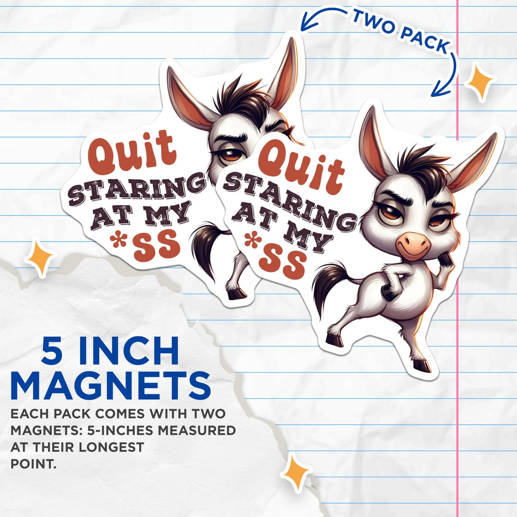 (2 Pack) Donkey Magnets - Funny Donkey - Sassy Quote Magnet - 5" On Longest Side - Premium Magnet - for Cars, Refrigerators, Toolboxes, Lockers - Made in USA - MAG16919