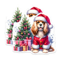 (2 Pack) Cocker Spaniel Christmas Magnets - Santa Dog Holiday Decor - Festive Animal Refrigerator Art - Xmas Puppy Joy - 5 Inches On Longest Side - Thick Durable Magnet - Made in USA - MAG26845