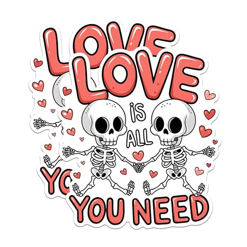(2 Pack) Love is All You Need Magnets - Skeleton Magnets - Cute Skeleton Couple Magnets- 5" On Longest Side - for Fridges, Toolboxes, Cars - Made in USA - MAG2996