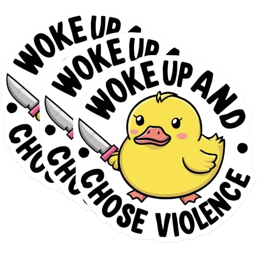(3 Pack) Duck Decals - Woke Up Chose Violence - Funny Laptop Decals - 3 Inches On Longest Side - Easy Peel & Apply - Made in USA - 3MCS8292