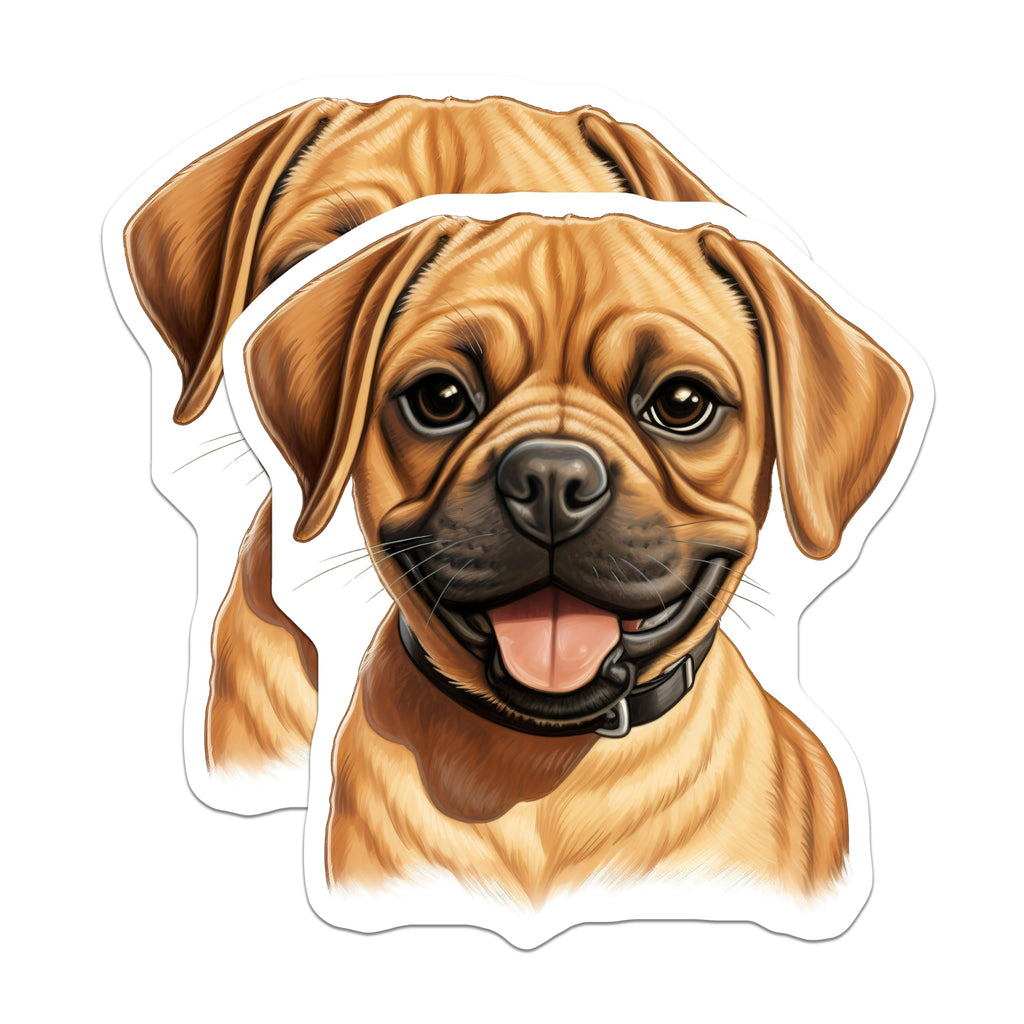 (2 Pack) Puggle Puppy Magnets - Happy Dog Refrigerator Magnet - Dog Mom Accessories for Fridge Locker Home Office - 5 Inches On Longest Side - Thick Durable Magnet - Made in USA - MAG26050