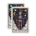 (2 Pack) The Magician Tarot Stickers - Skeleton Magical Stickers - Celestial Mystical Stickers - 5" On Longest Side - Sticks to Smooth Flat Surfaces - Made in USA - BMCS5450