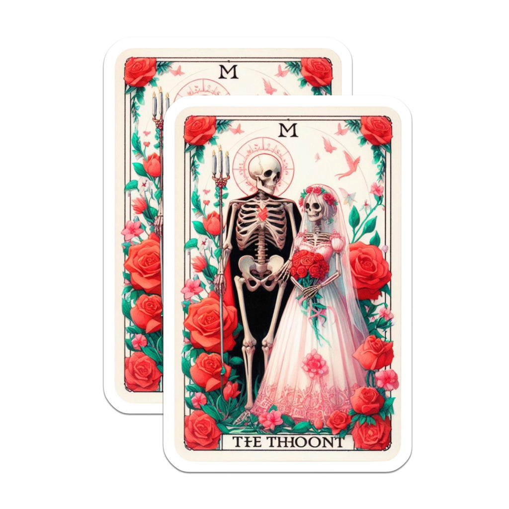 (2 Pack) Skeleton Couple Magnets - Gothic Wedding Romance Decor - Eternal Love Tarot Artwork - Spooky Undead Lovers - 5 Inches On Longest Side - Thick Durable Magnet - Made in USA - MAG20385