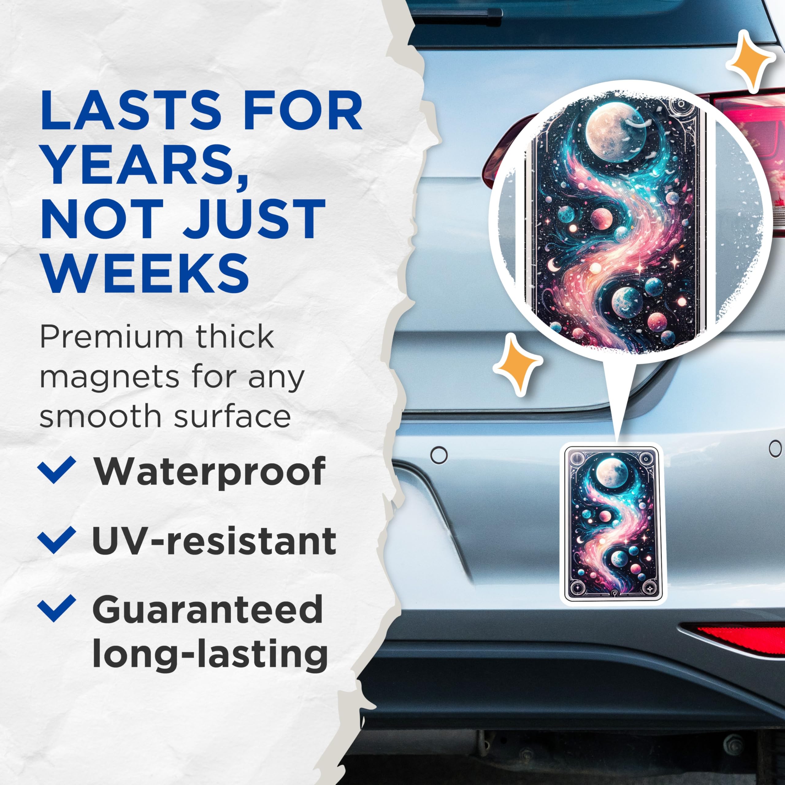 (2 Pack) Cosmic Galaxy Magnets - Celestial Space Art - Nebula Planets Decor - 5 Inches On Longest Side - Thick Durable Magnet - Made in USA - MAG21875
