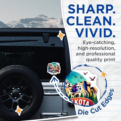 (2 Pack) South Dakota Stickers - Mount Rushmore Sticker - State Pride Decal - 5" On Longest Side - Sticks to Smooth Flat Surfaces - Made in USA - BMCS6892
