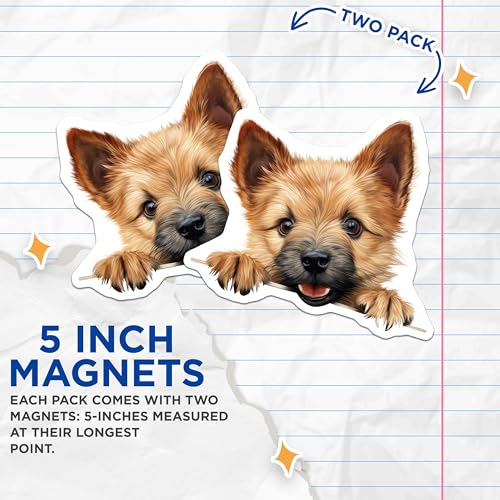 (2 Pack) Puppy Face Fridge Decor Magnet - 5" On Longest Side - Sticks to Smooth Flat Surfaces - Made in USA - MAG10237
